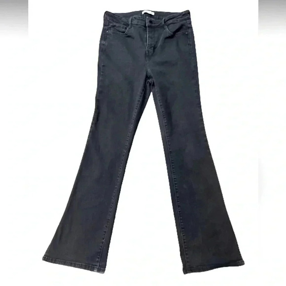 NINEWEST HIGH WAIST BOOT CUT BLACK GRAY JEANS SPLIT ANKLE STRETCH - Picture 8 of 15